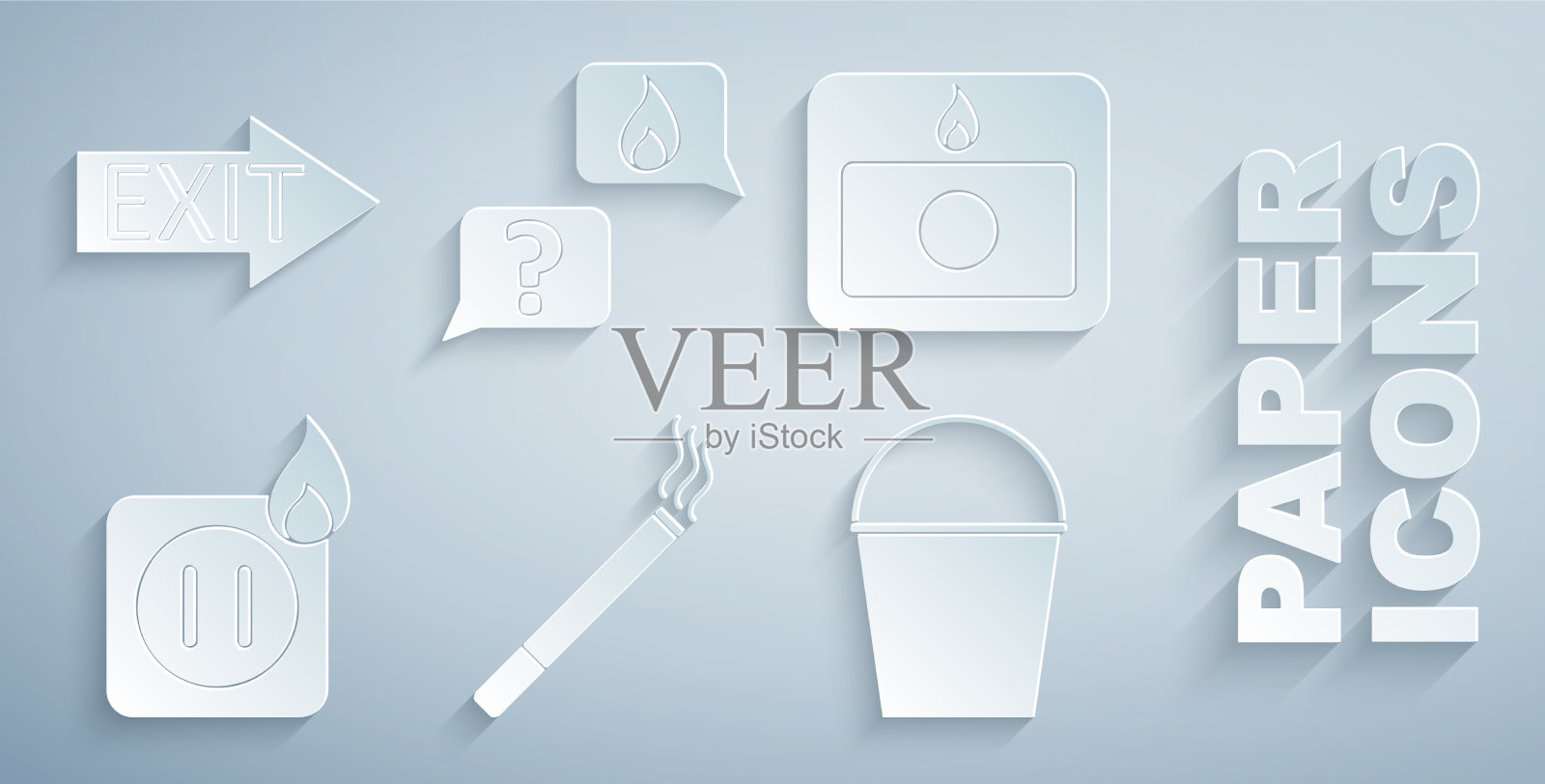 设置烟头火灾报警系统电线图标素材