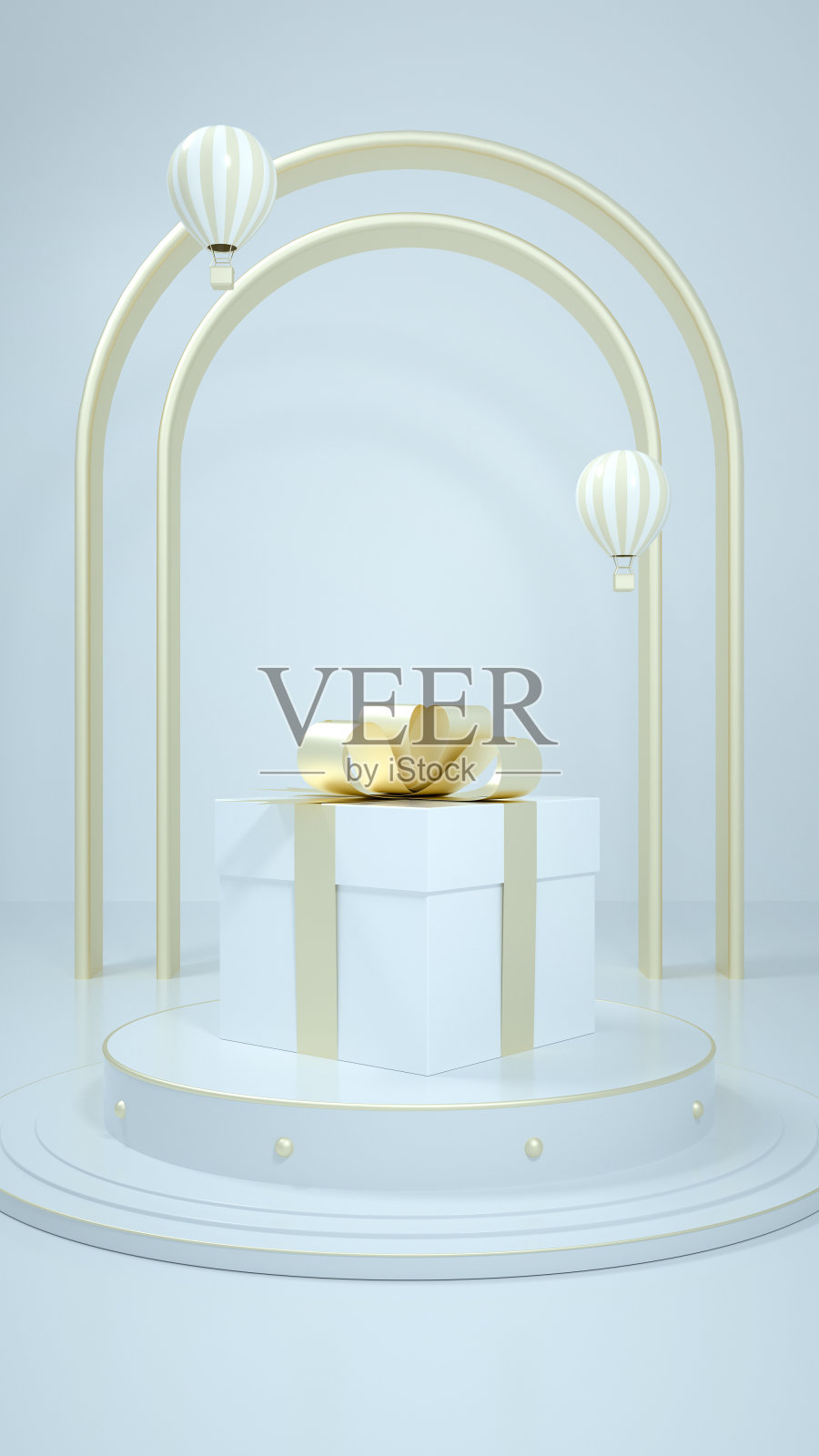 展示摊位上的礼品盒用于3D渲染的白色场景照片摄影图片