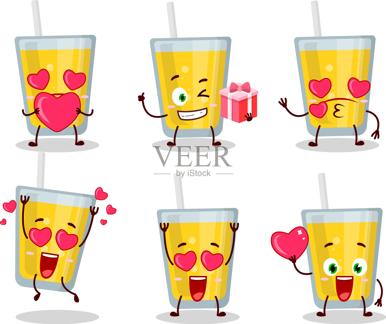 香蕉汁卡通人物与爱可爱插画图片素材