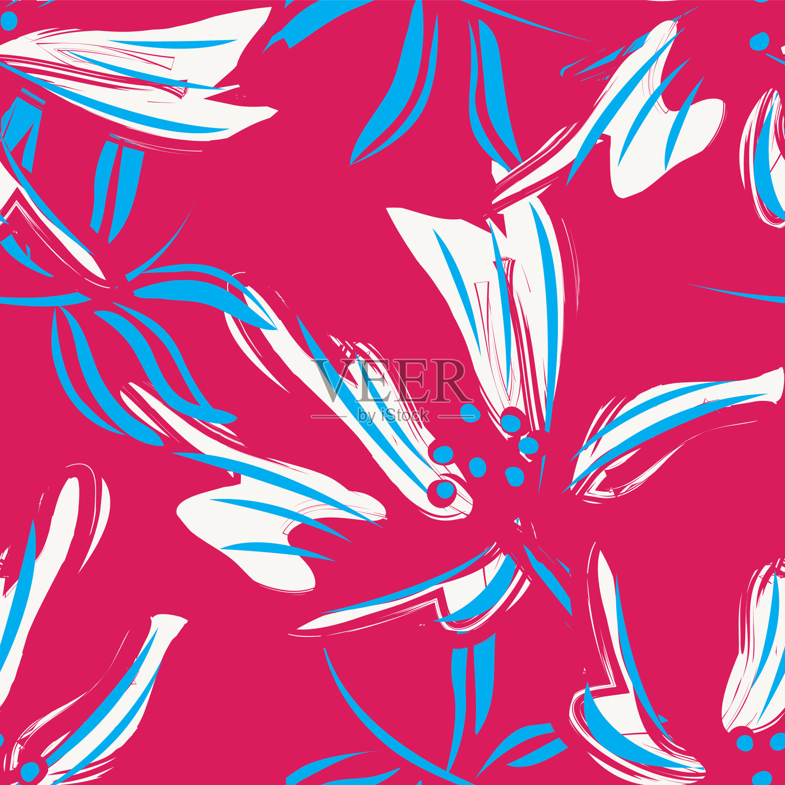 花的笔触无缝图案背景插画图片素材