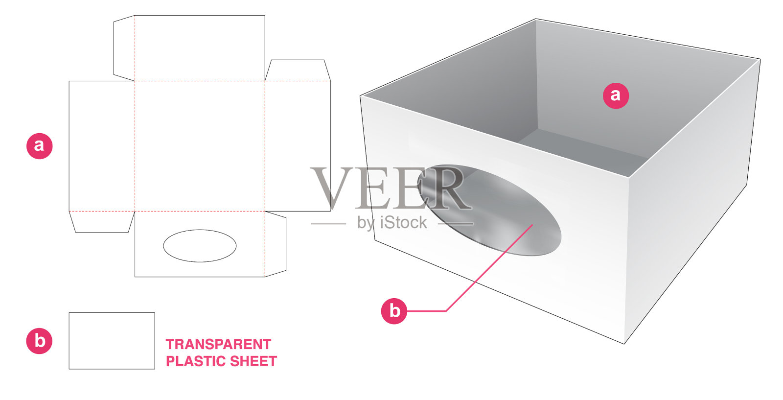 托盘和带有透明塑料的椭圆形窗口插画图片素材