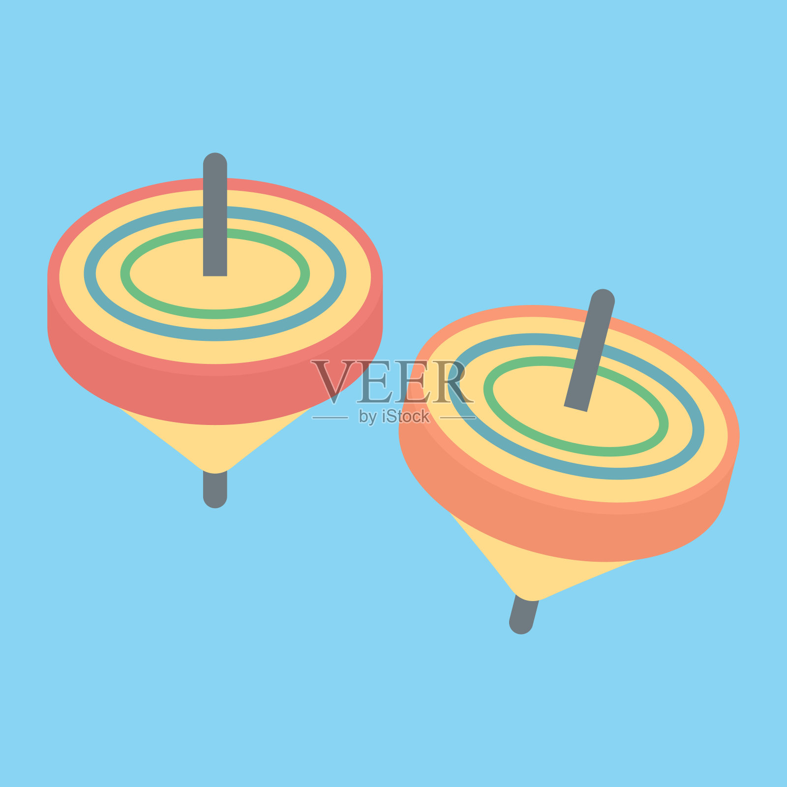 剪辑艺术的简单和可爱的旋转陀螺插画图片素材