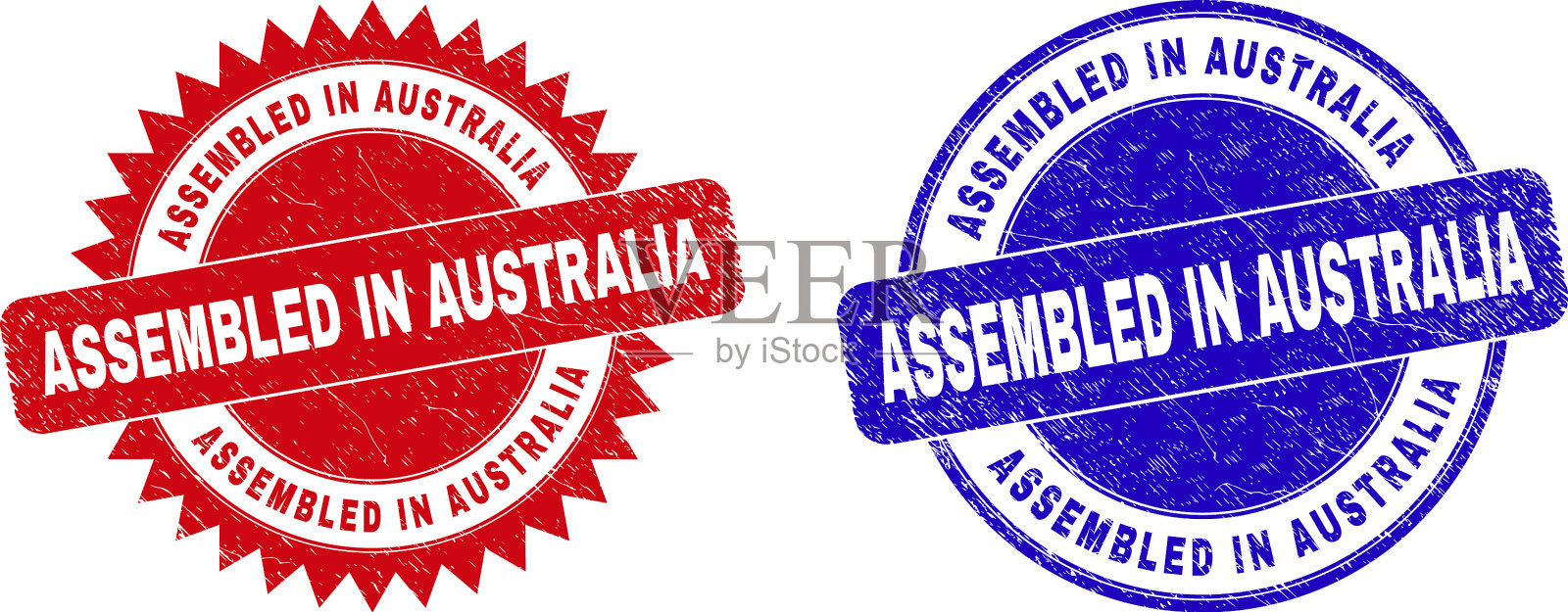 澳洲组装圆形及玫瑰形邮票插画图片素材