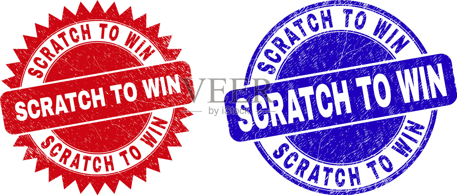 刮赢圆形和玫瑰形水印与插画图片素材