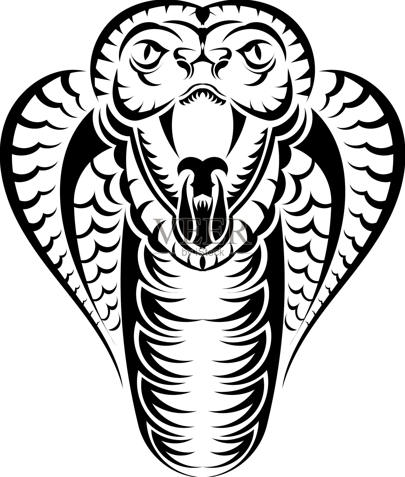 蛇眼镜蛇头像黑色和国王的象征插画图片素材