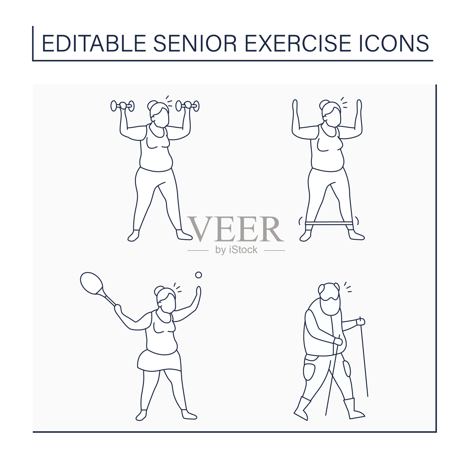 高级运动线图标设置插画图片素材