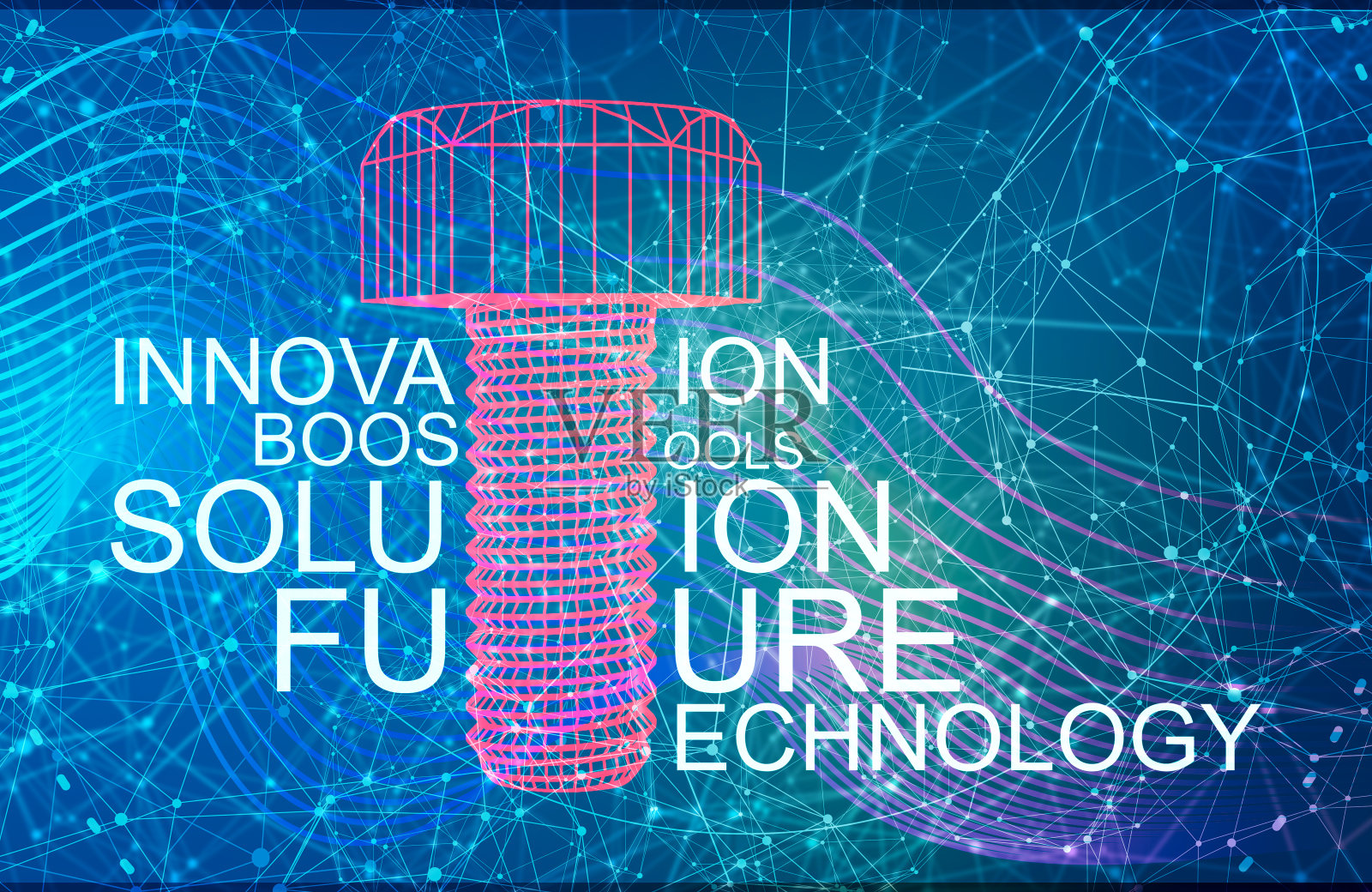 抽象剪影的螺栓与文字云插画图片素材