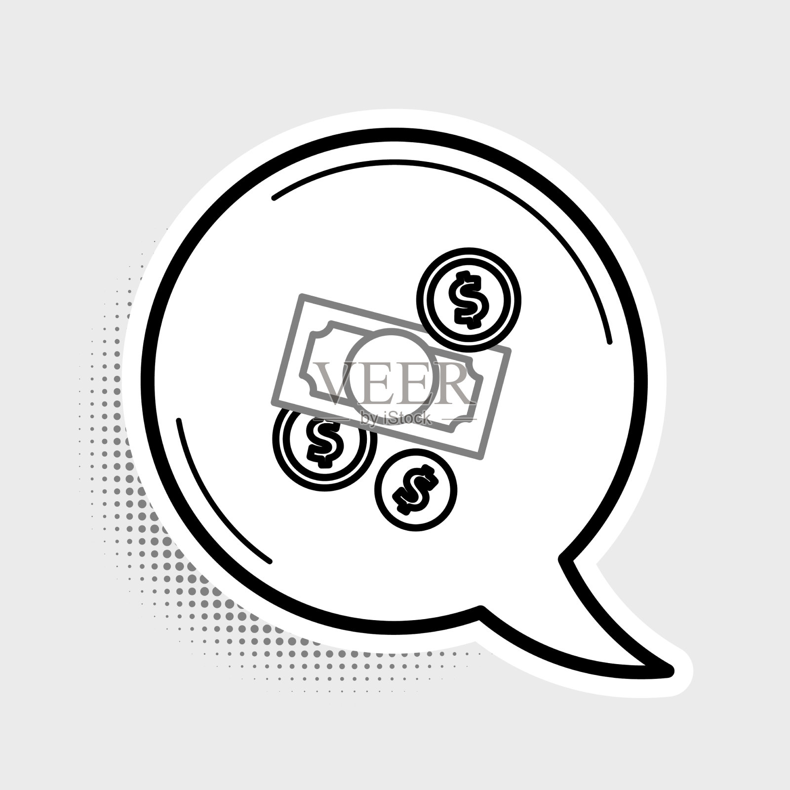 行堆放纸币、现金和硬币插画图片素材