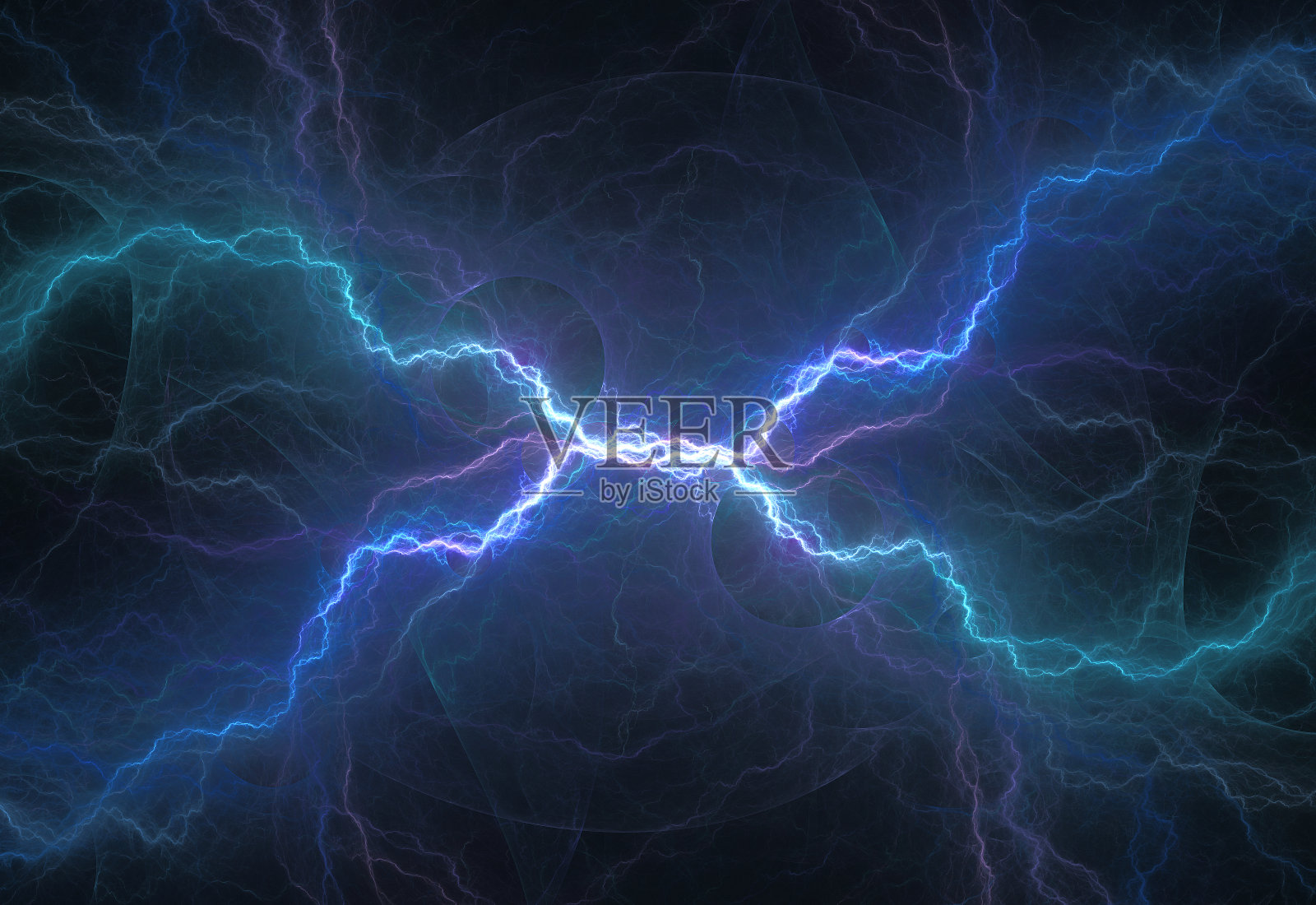 蓝色闪电与等离子体背景，抽象能量与电背景照片摄影图片