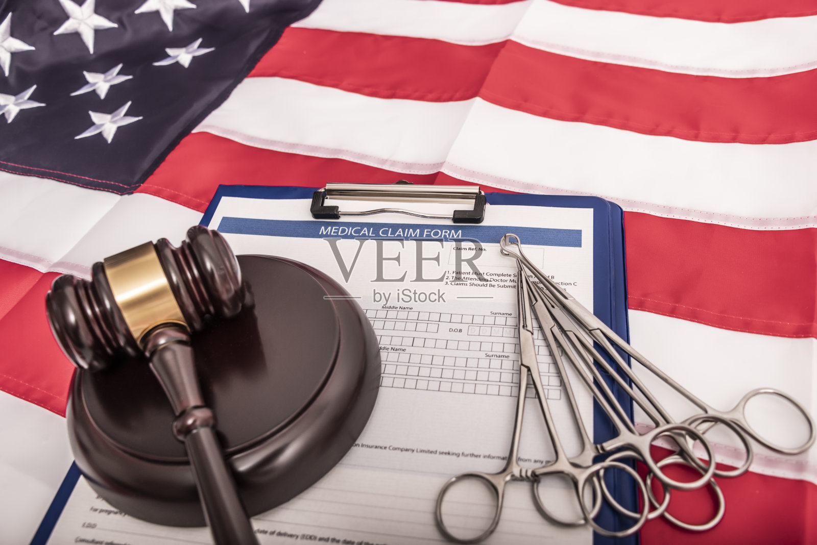 医疗伤害索赔表。医疗过失索赔和赔偿索赔照片摄影图片