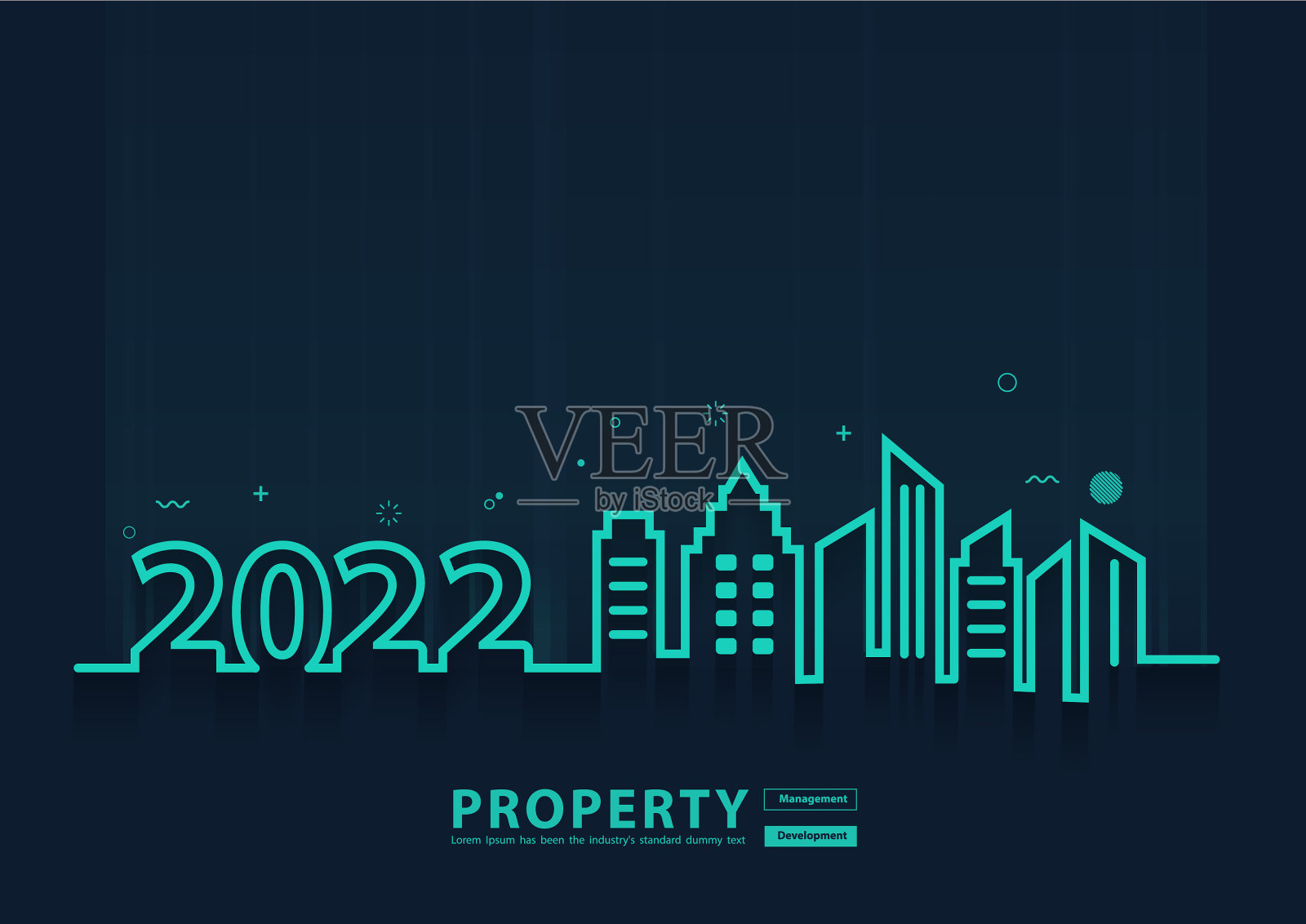 2022年新年城市天际线艺术创意插画图片素材