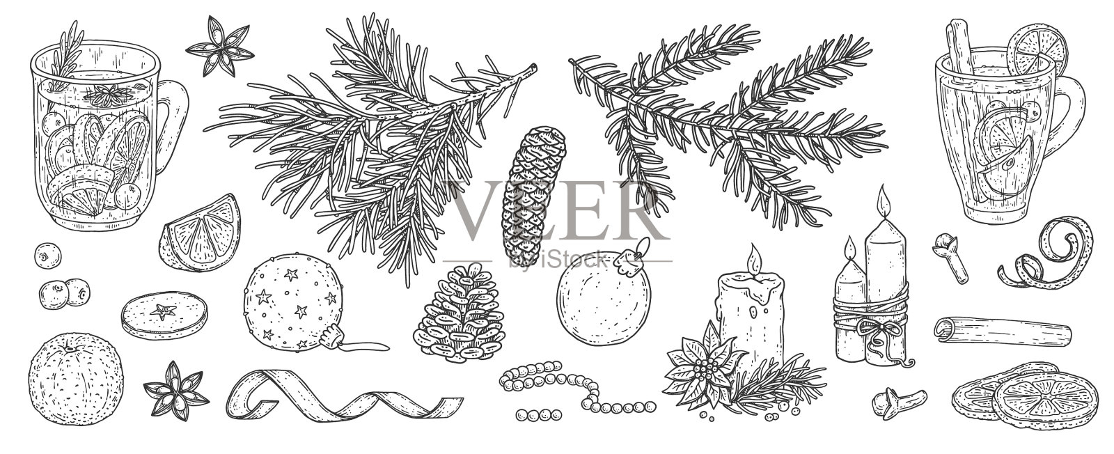 集热酒配料与假日插画图片素材