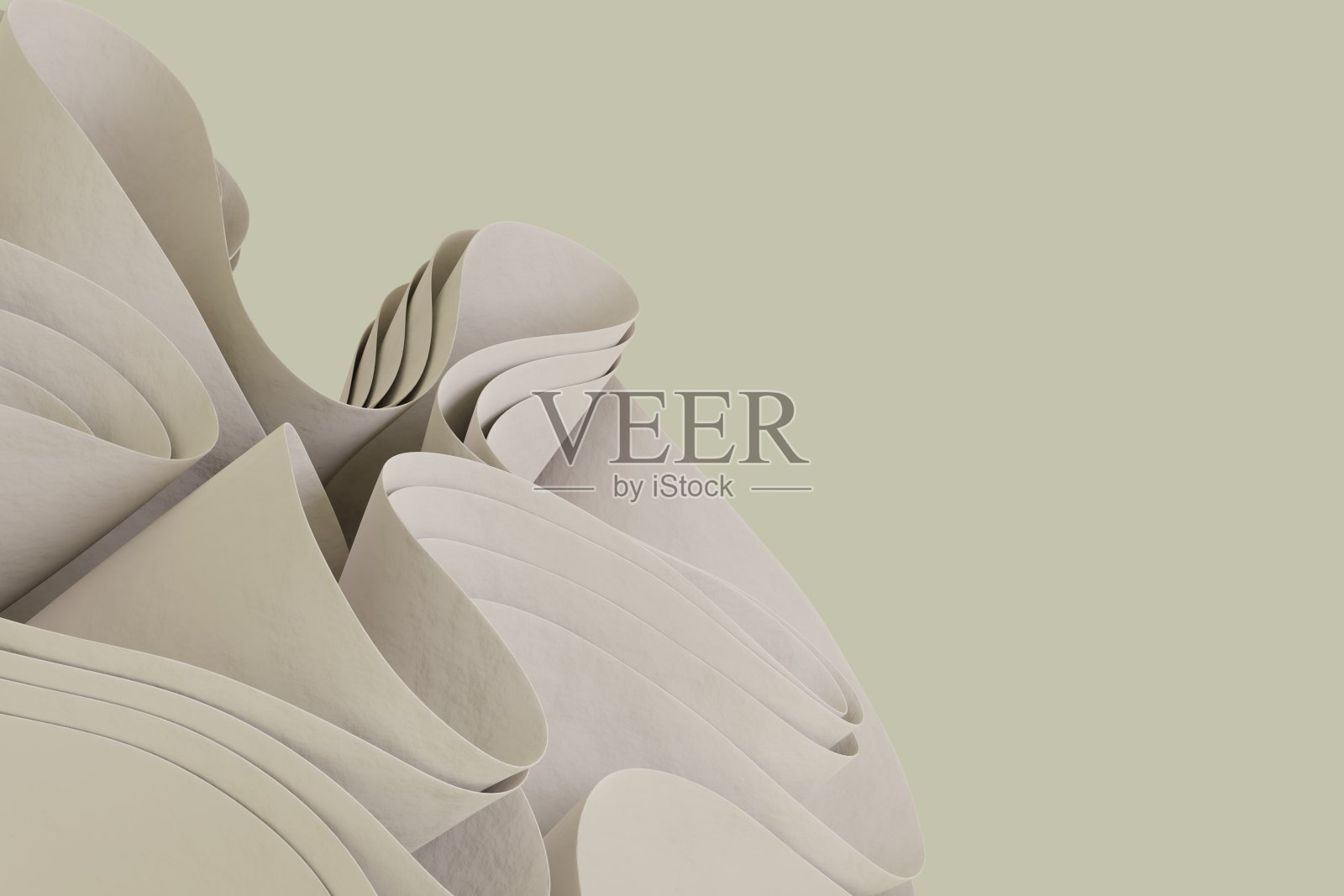 抽象三维渲染波浪对象在平静柔和的调色板。创造3d对象背景照片摄影图片