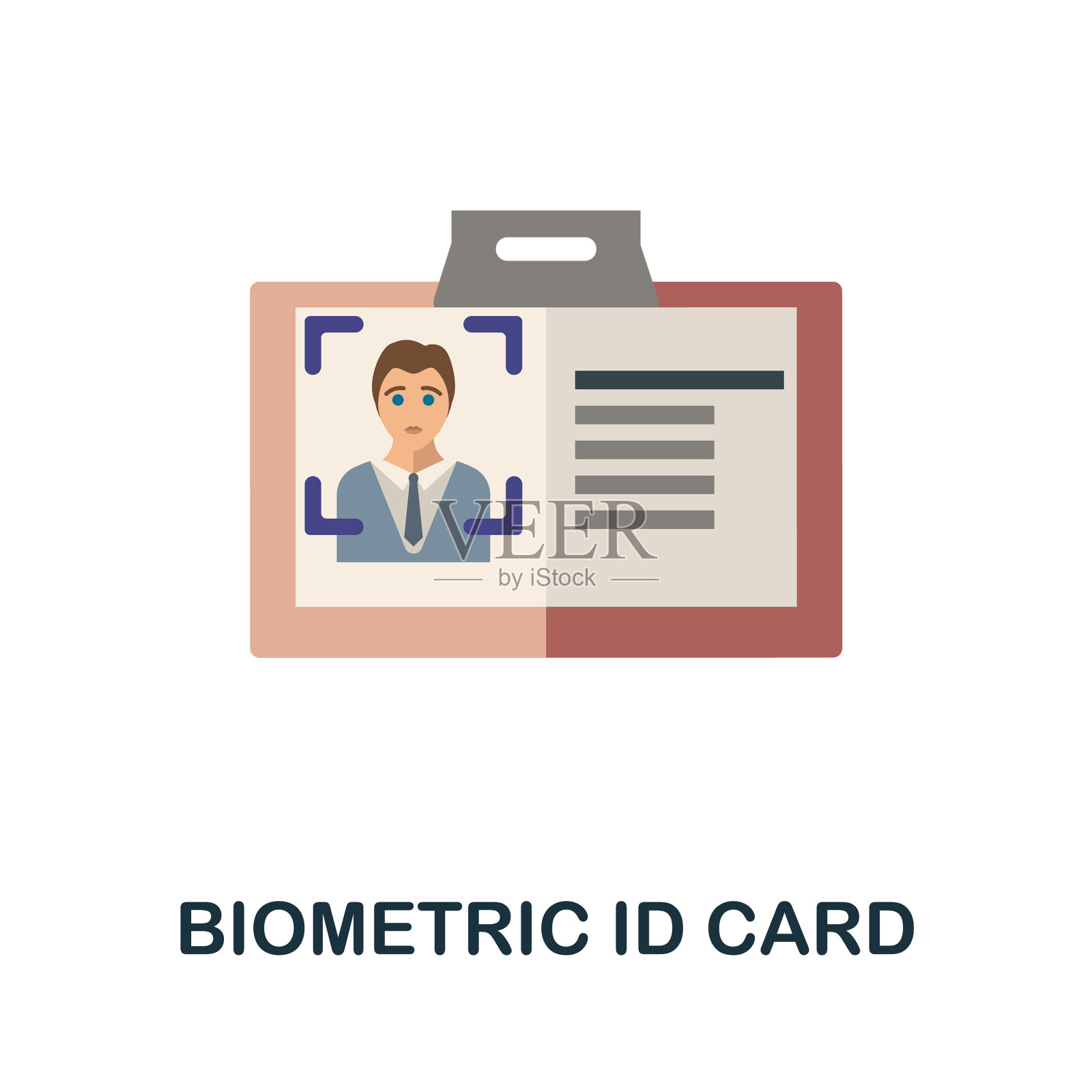 生物识别身份证平面图标彩色标志插画图片素材