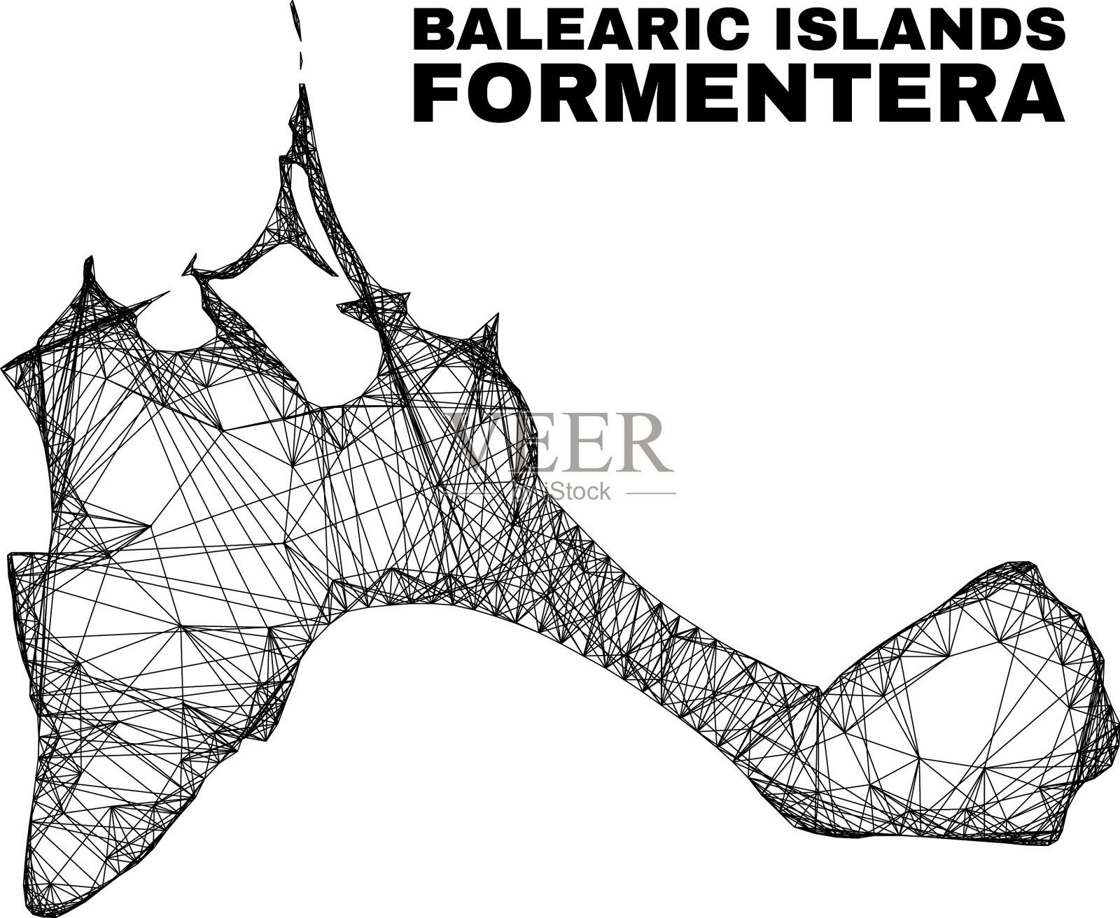 孵化不规则网格formentera岛地图插画图片素材