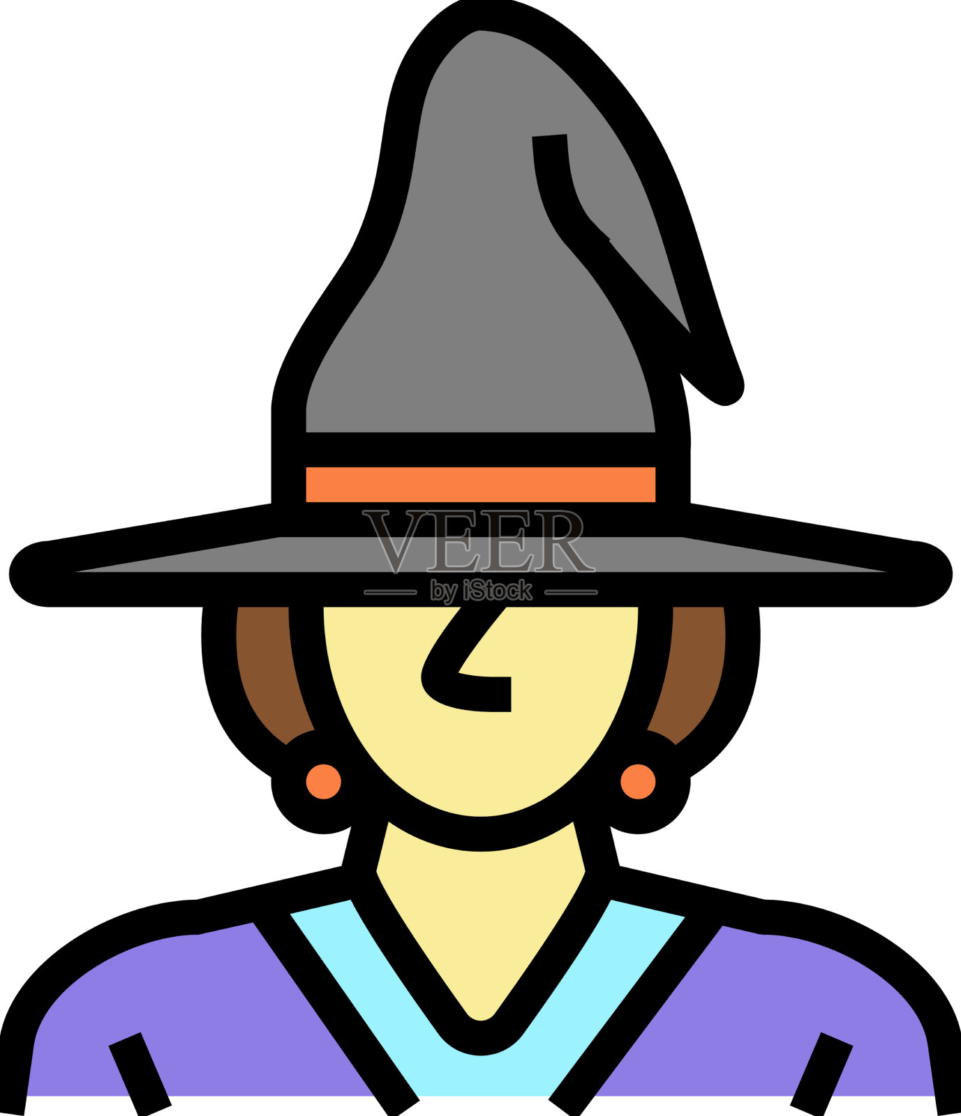 女巫万圣节彩色图标设计元素图片