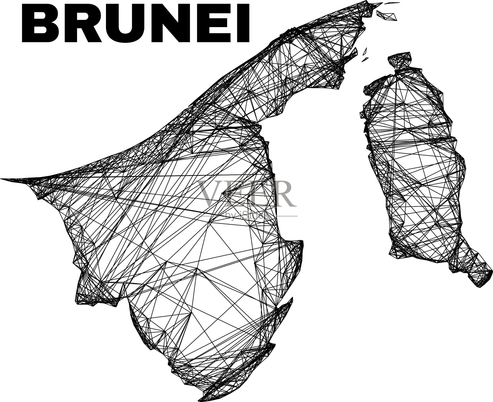 孵化不规则网格文莱地图插画图片素材