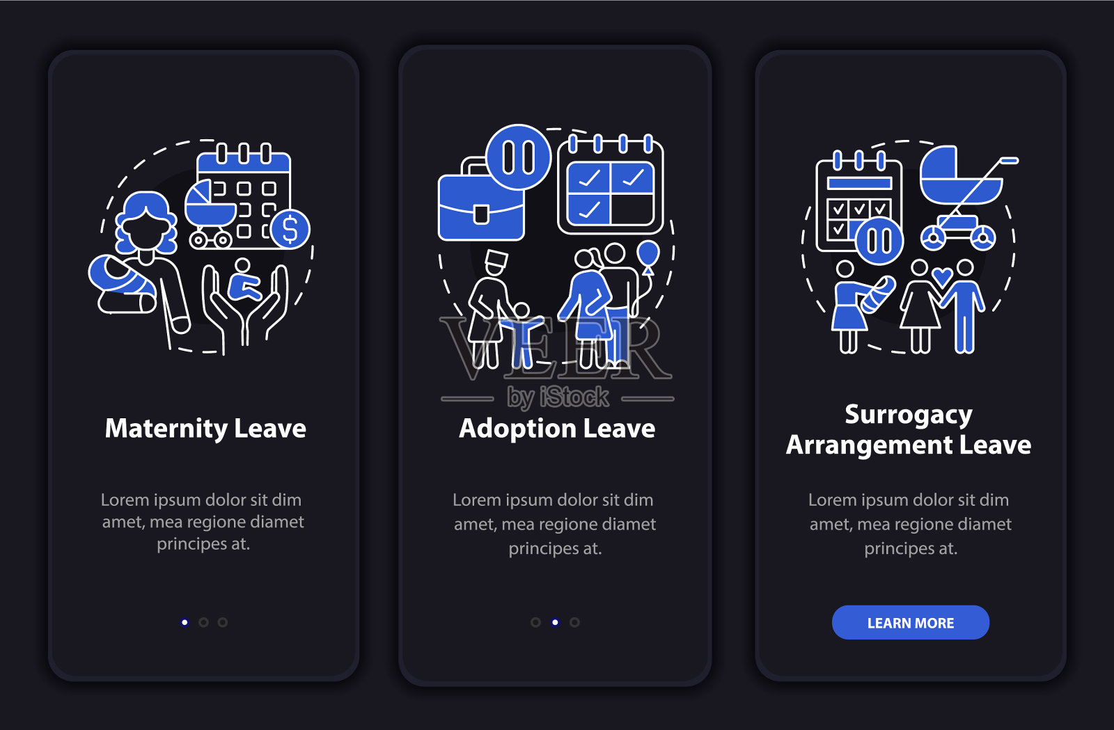 产假类型深色入职移动应用插画图片素材