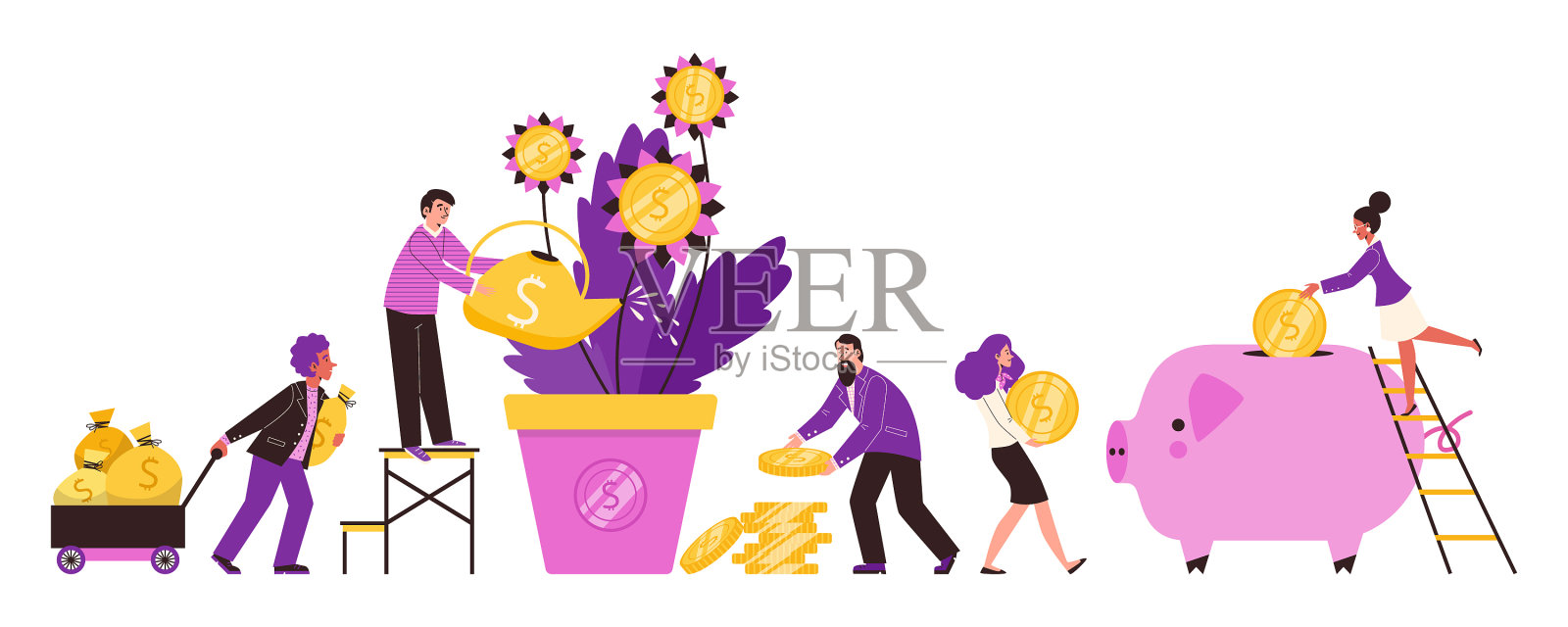 商界人士浇钱树平设计元素图片