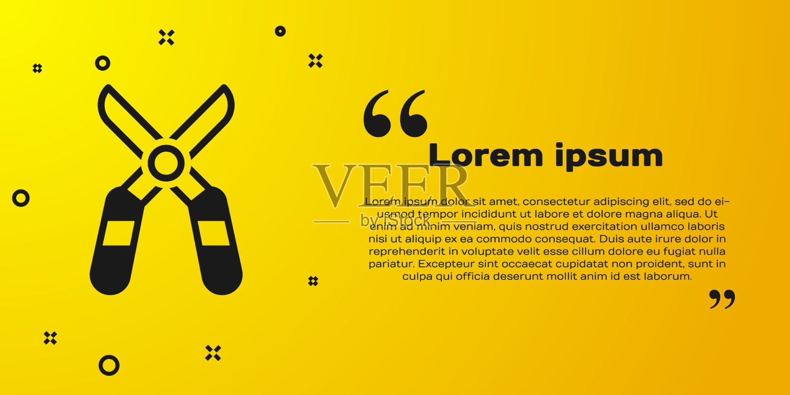 黑色园艺手工修剪剪刀插画图片素材