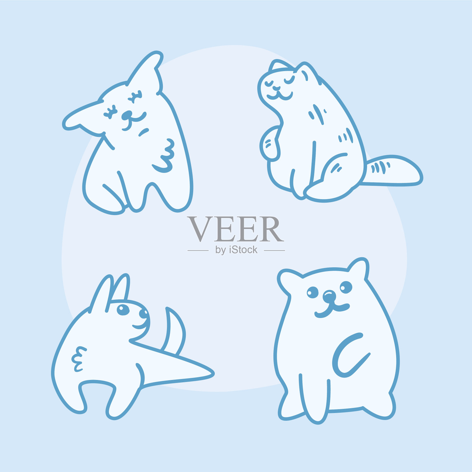 一组吉祥物动物插画图片素材