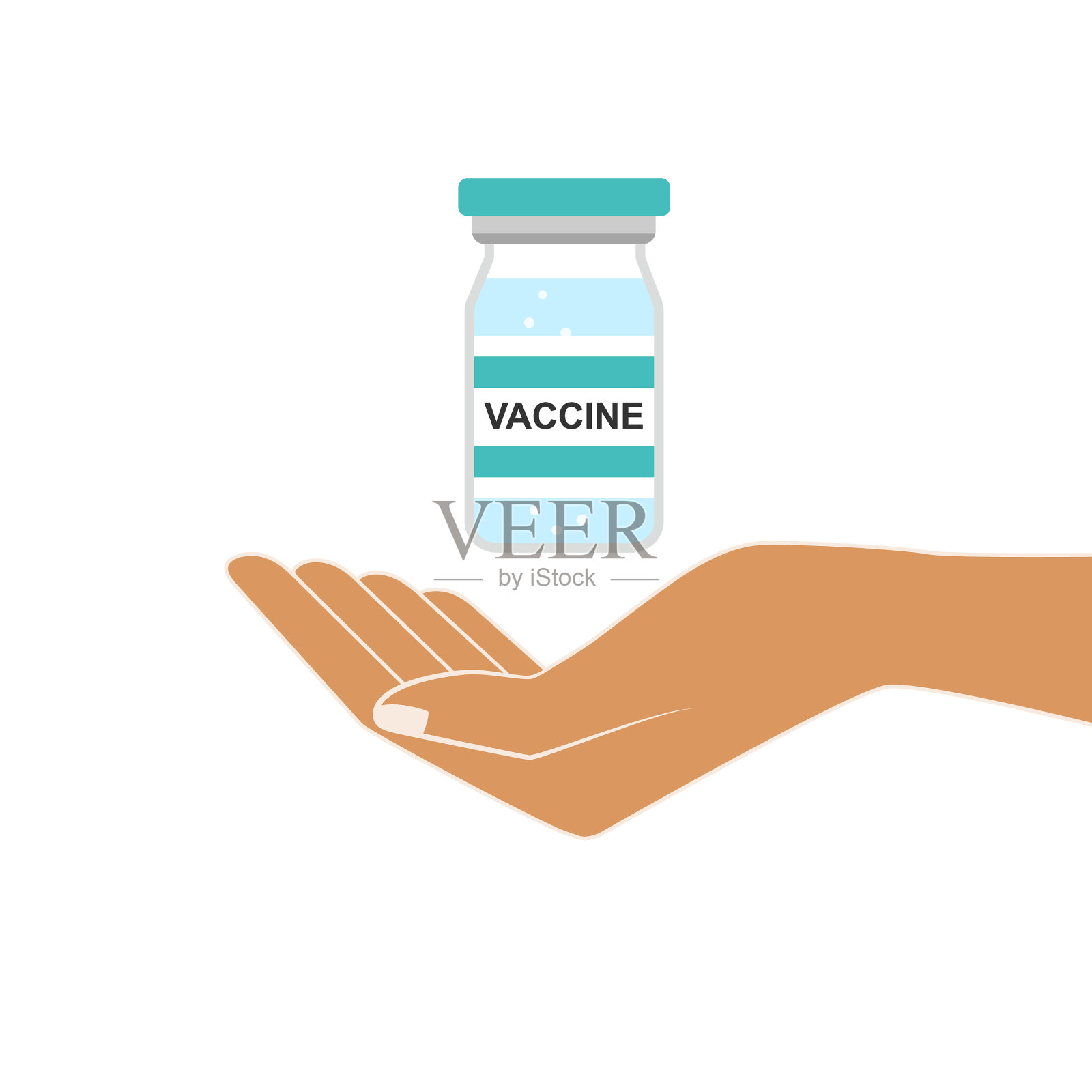 一只手手掌中的注射药瓶插画图片素材