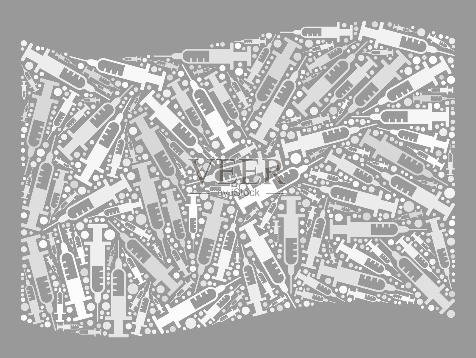 挥舞成瘾白旗-马赛克注射器插画图片素材