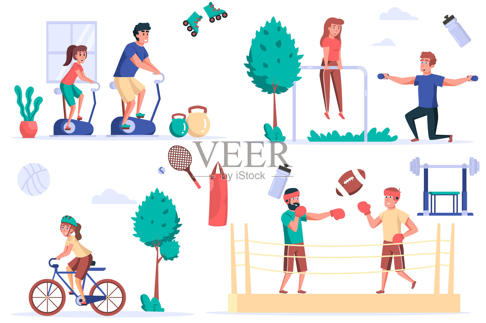 健身活动隔离元素集设计元素图片