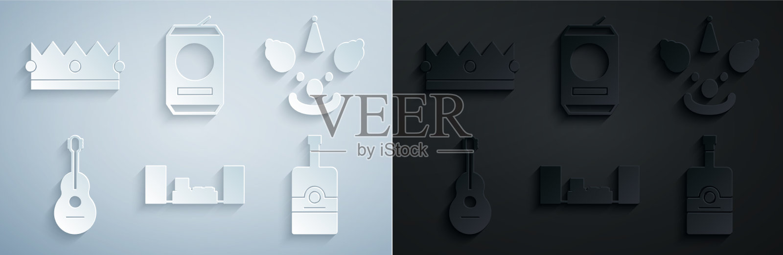 设置家庭立体声与两个扬声器小丑头图标素材