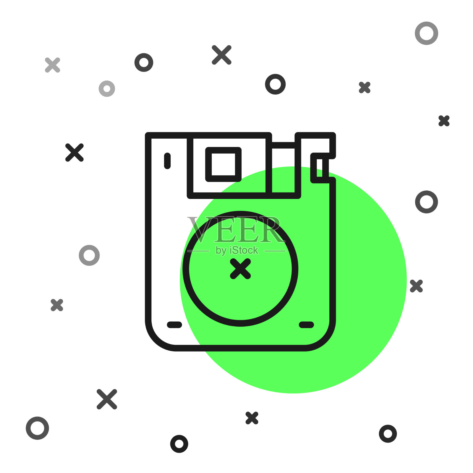 计算机数据存储用的黑线软盘插画图片素材