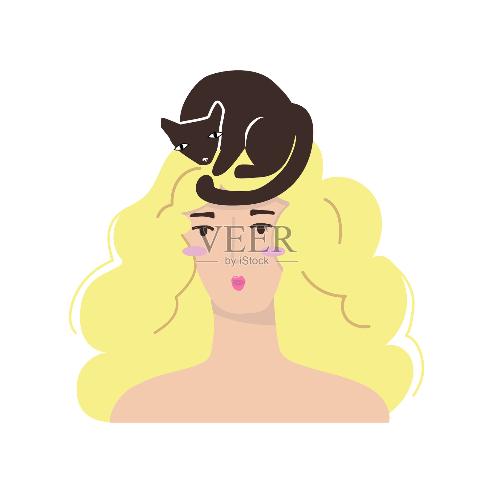 女人和猫设计元素图片