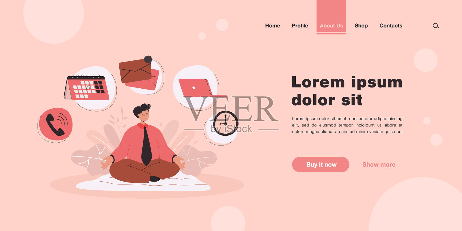 卡通商人角色练习瑜伽或插画图片素材