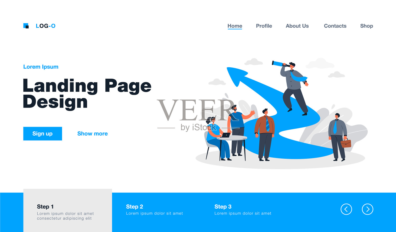 卡通领导和团队合作的商业插画图片素材