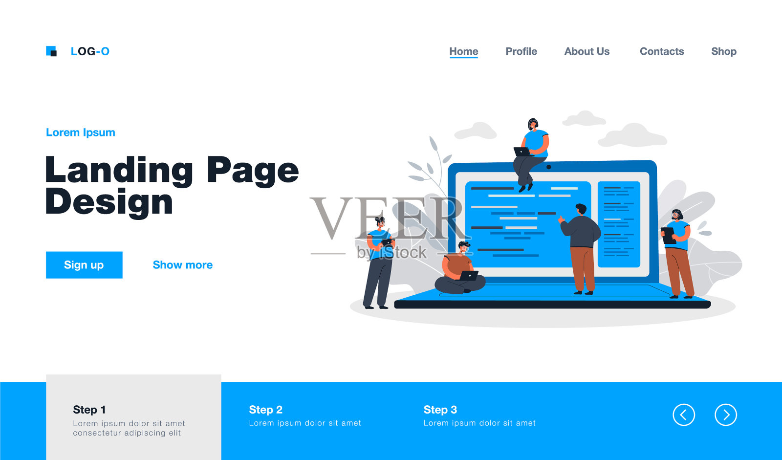 卡通小程序员和程序员在工作插画图片素材