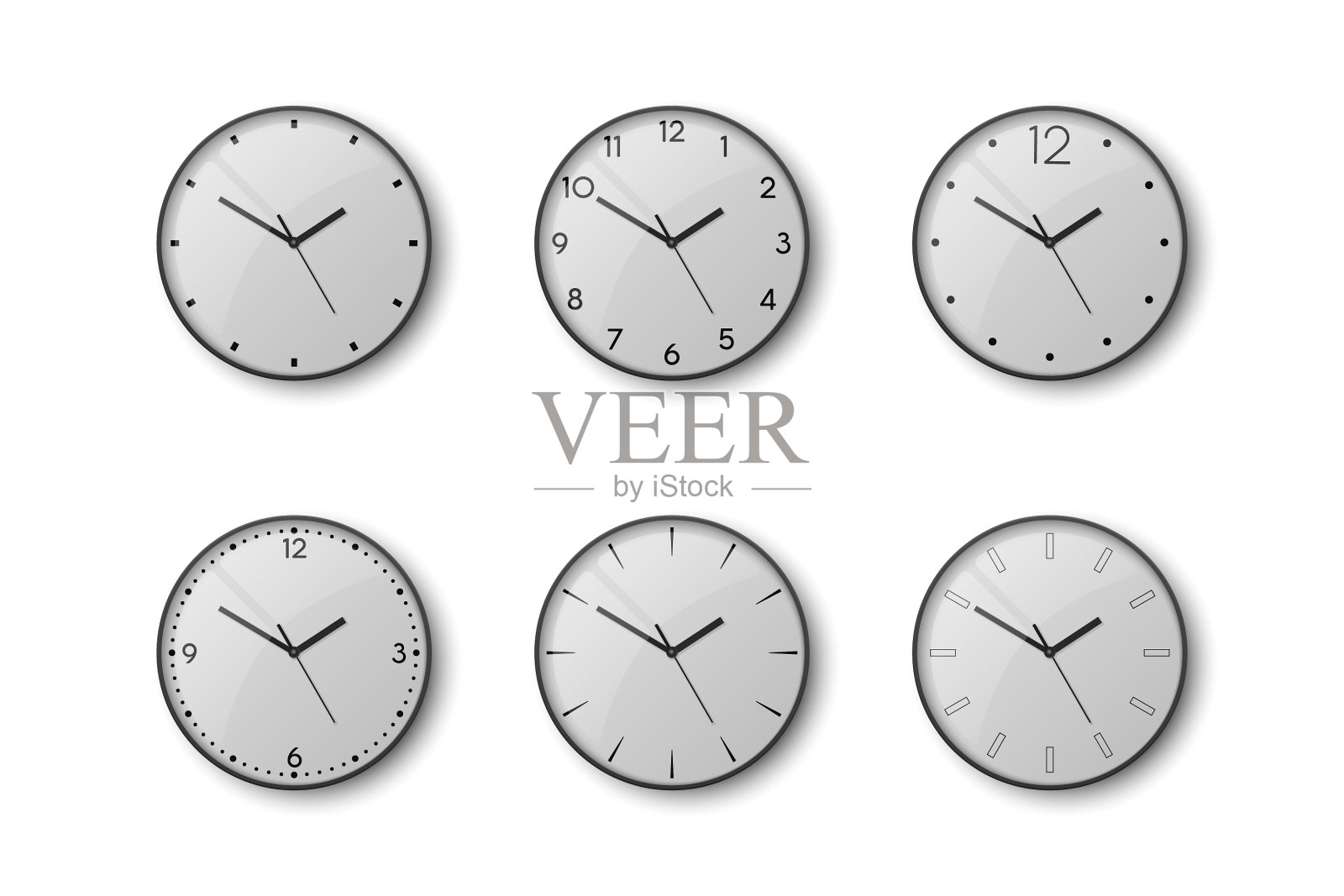 3d现实的黑色墙办公室时钟图标图标素材