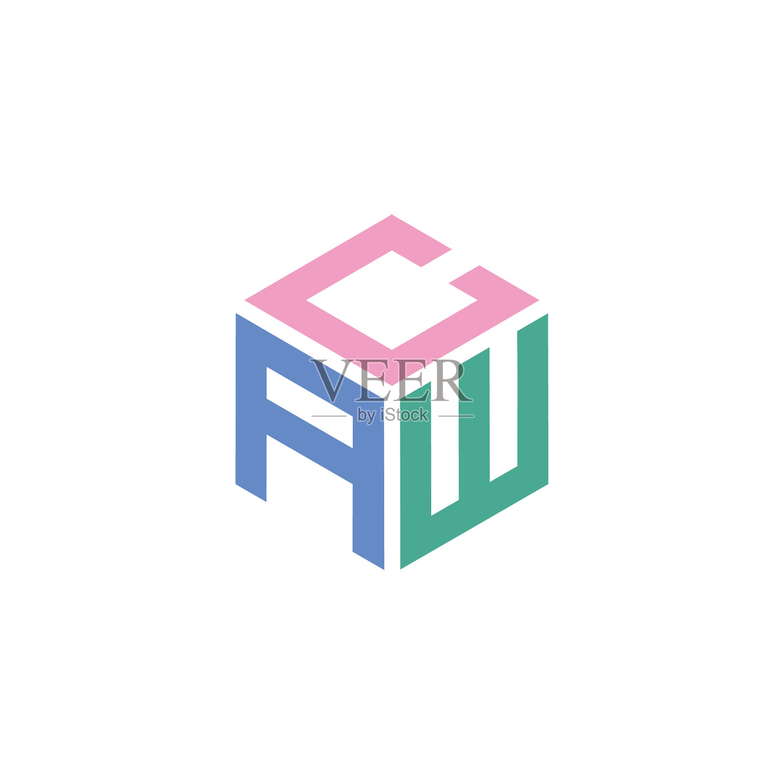 六角标志与字母caw设计插画图片素材