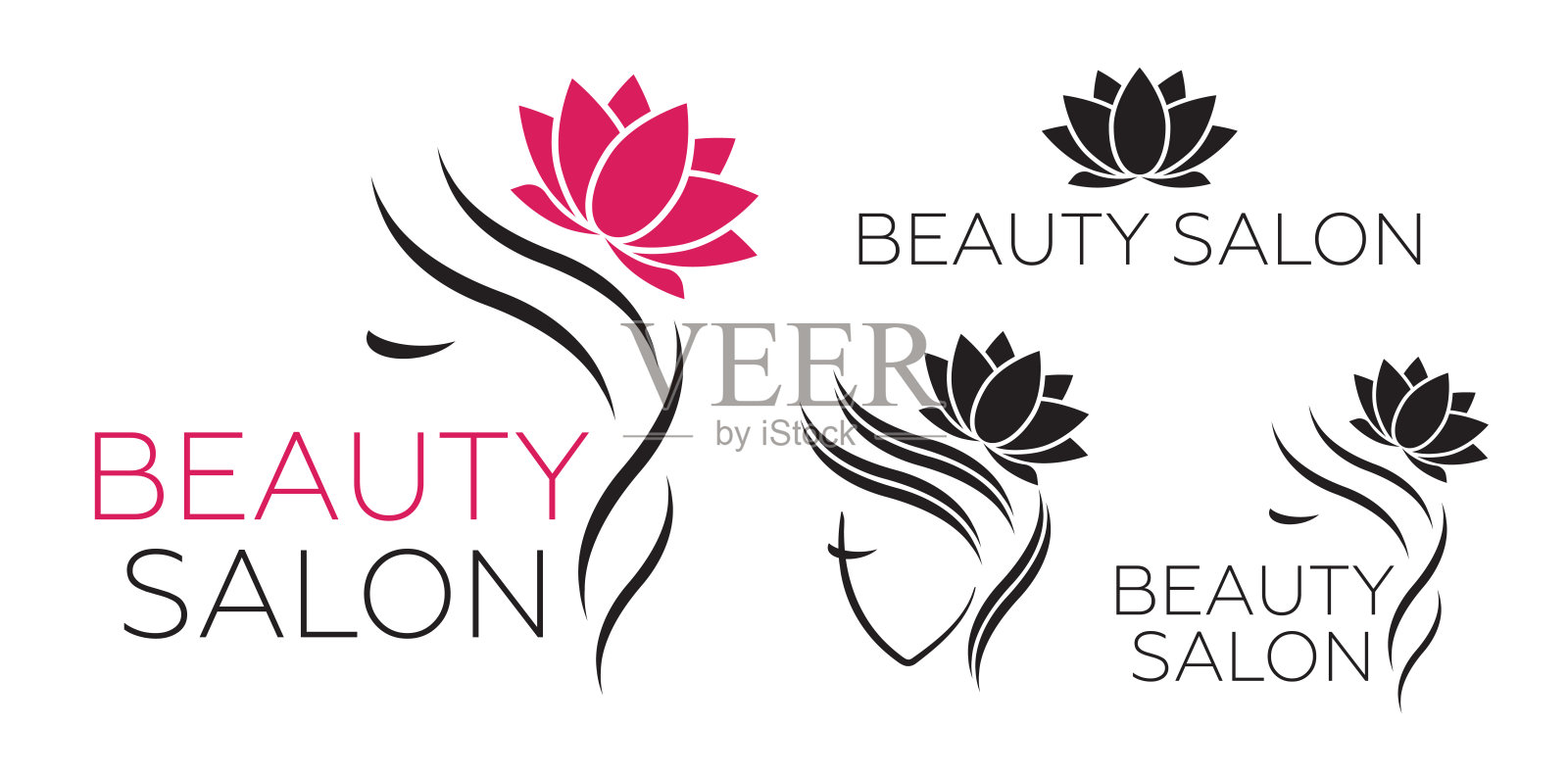 为美发沙龙，美容沙龙，化妆品的美丽的女人向量标志模板。漂亮的女人向量插画图片素材