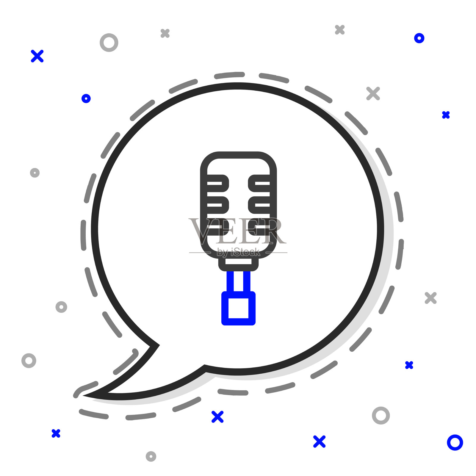 线麦克风图标隔离在白色背景插画图片素材