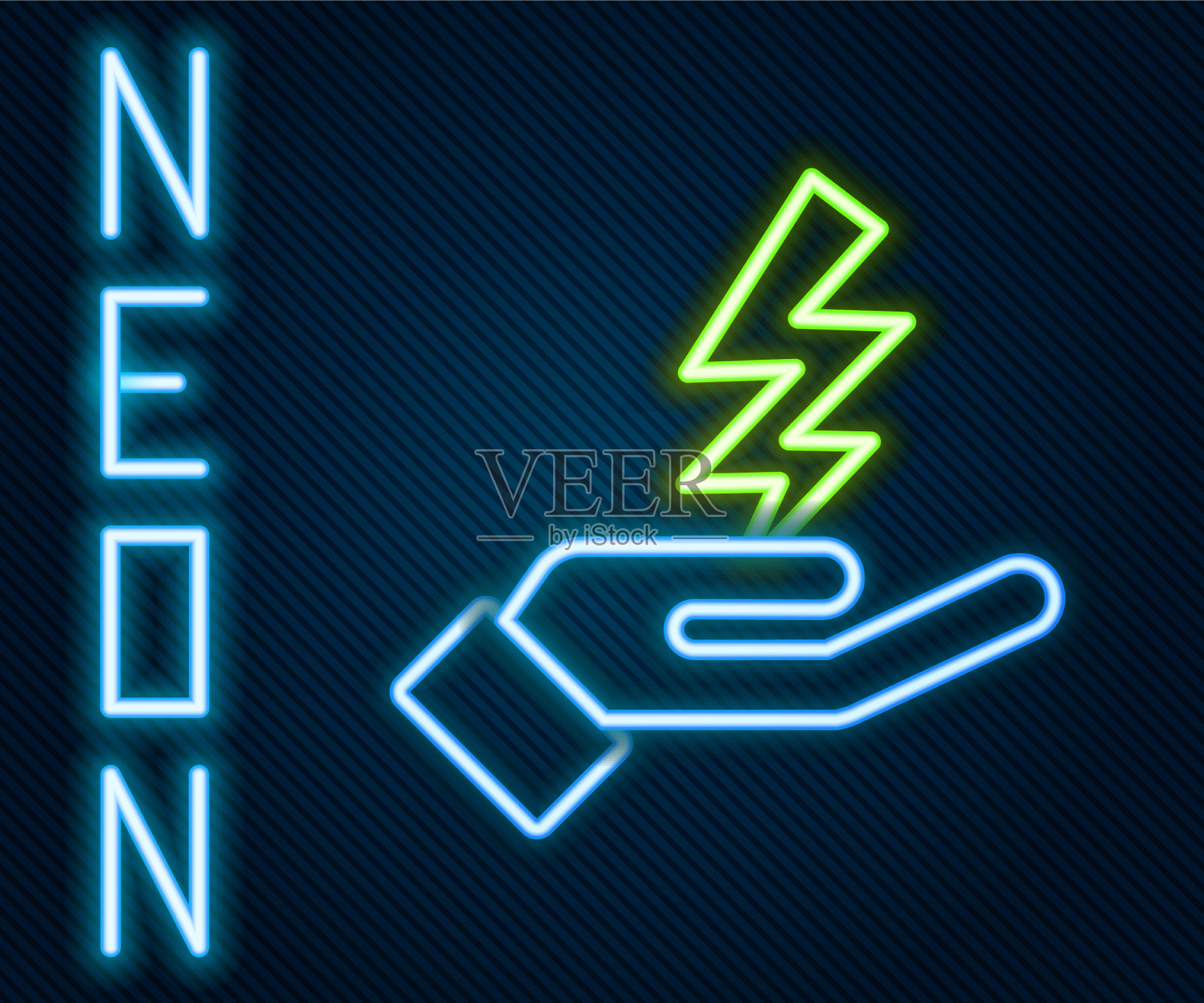 发光的霓虹线宙斯icon孤立在黑色插画图片素材