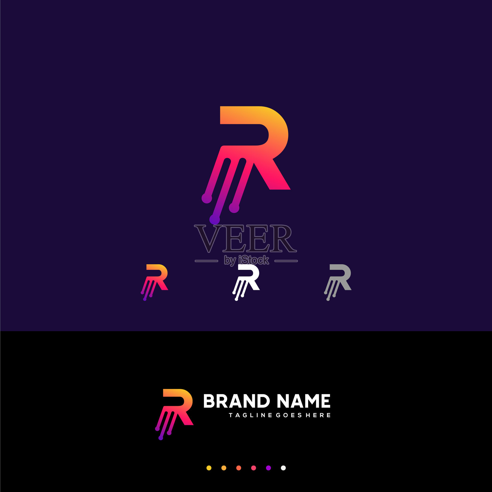 R最初的技术信标志设计图标艺术插画图片素材