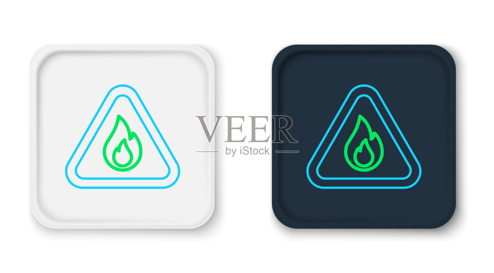 线火火焰在三角形图标隔离在白色图标素材