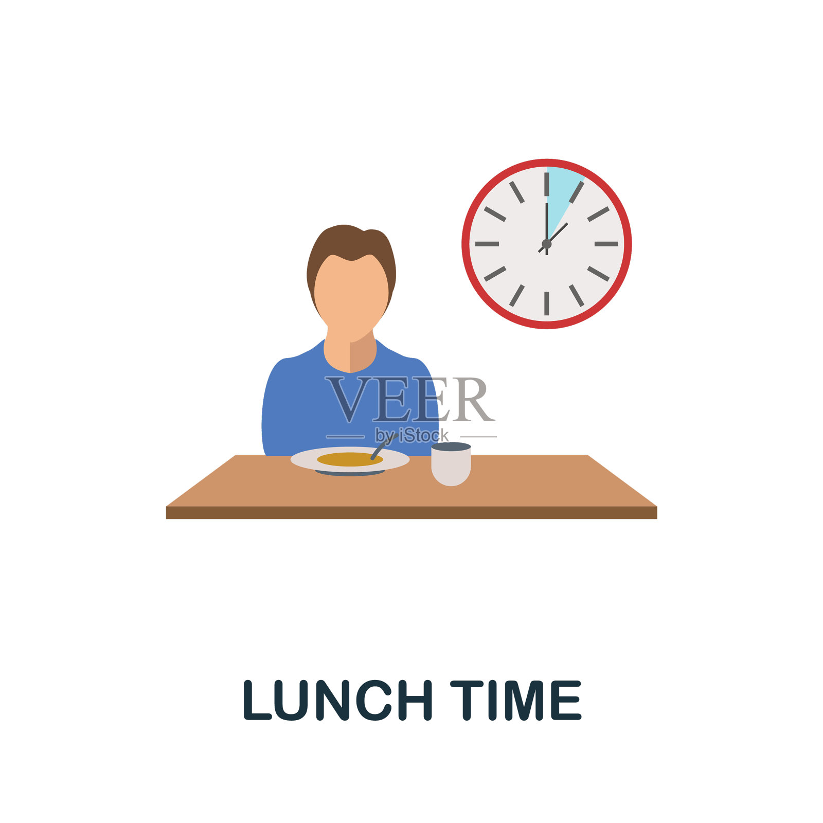 午餐时间图标平面符号元素从时间图标素材