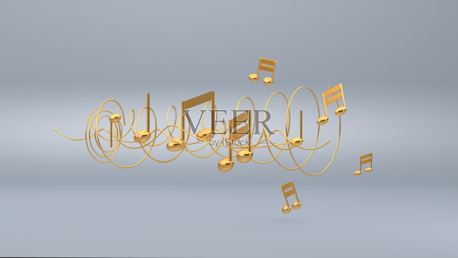 黄金音乐笔记背景，3d渲染照片摄影图片