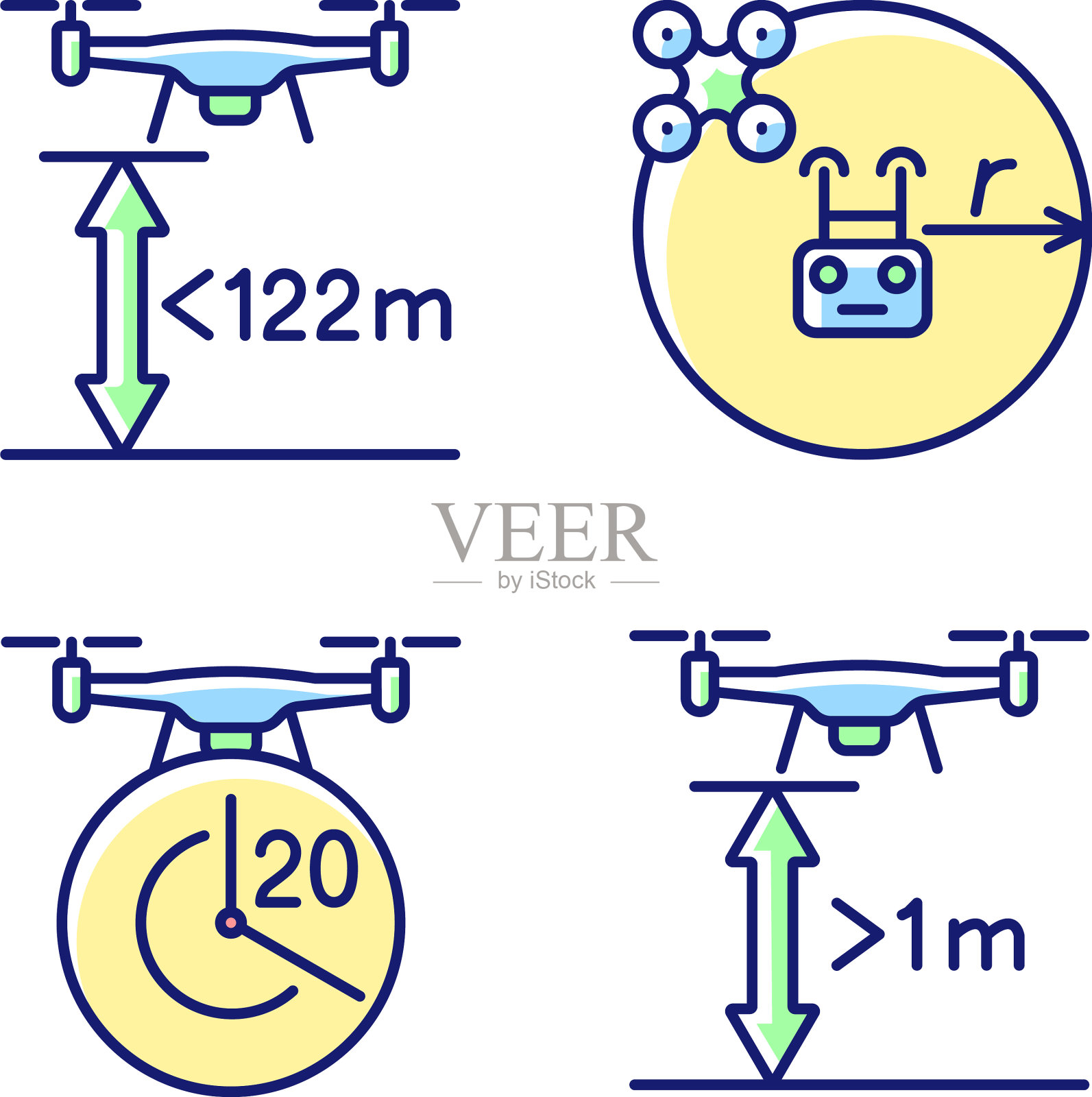 无人机适当控制RGB颜色说明书标签图标插画图片素材