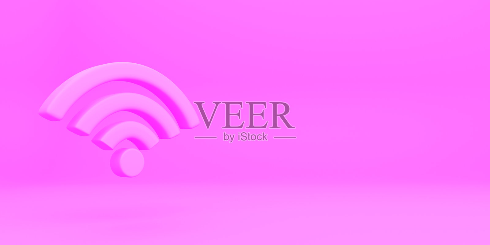 Wi Fi无线网络符号，3d渲染在粉红色背景上隔离照片摄影图片