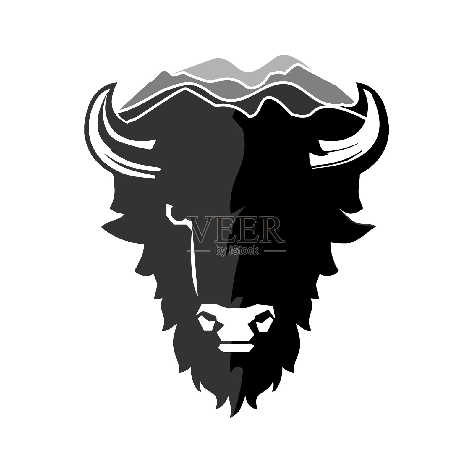 希尔豪特的野牛野牛标志设计设计元素图片