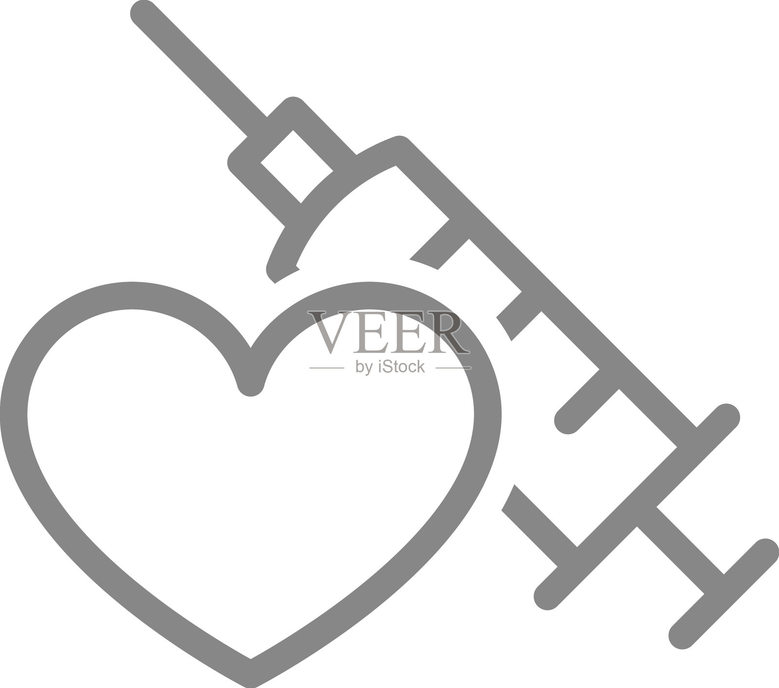 带有心脏线图标的疫苗注射针设计元素图片