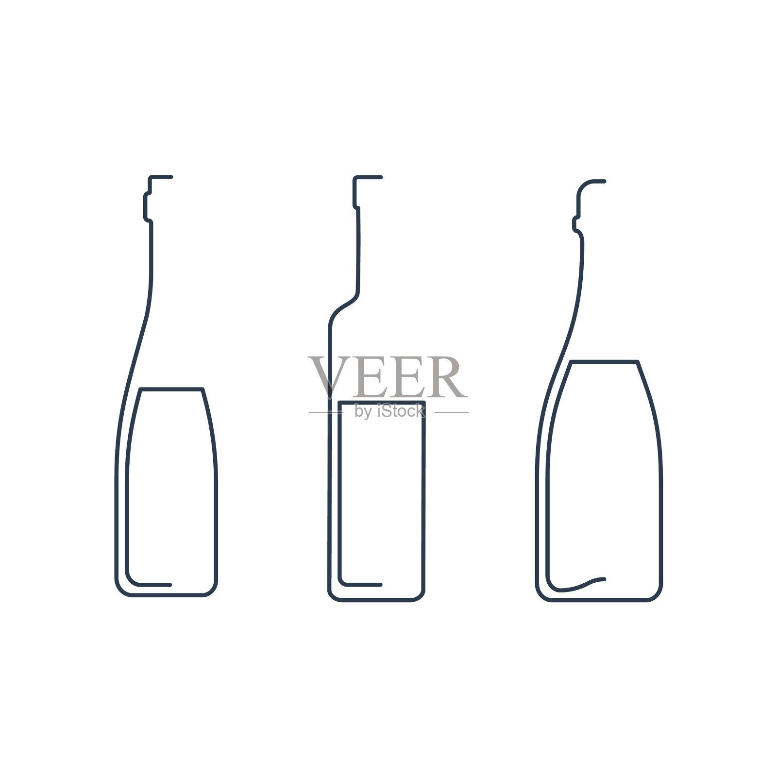 酒瓶连续行葡萄酒、伏特加和香槟插画图片素材