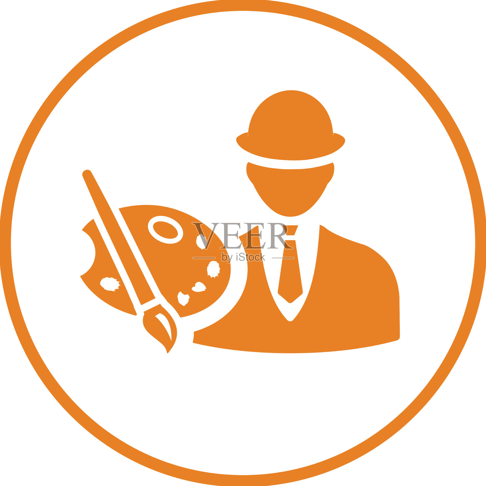 艺术家图标圆形橙色设计元素图片