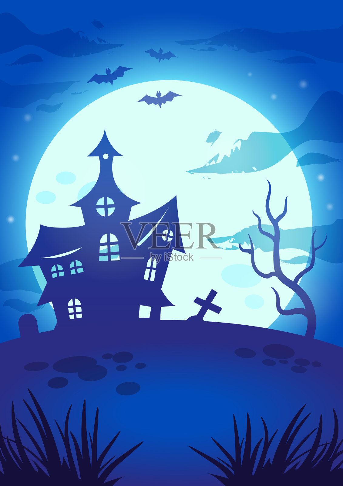 万圣节夜的插图大发光插画图片素材